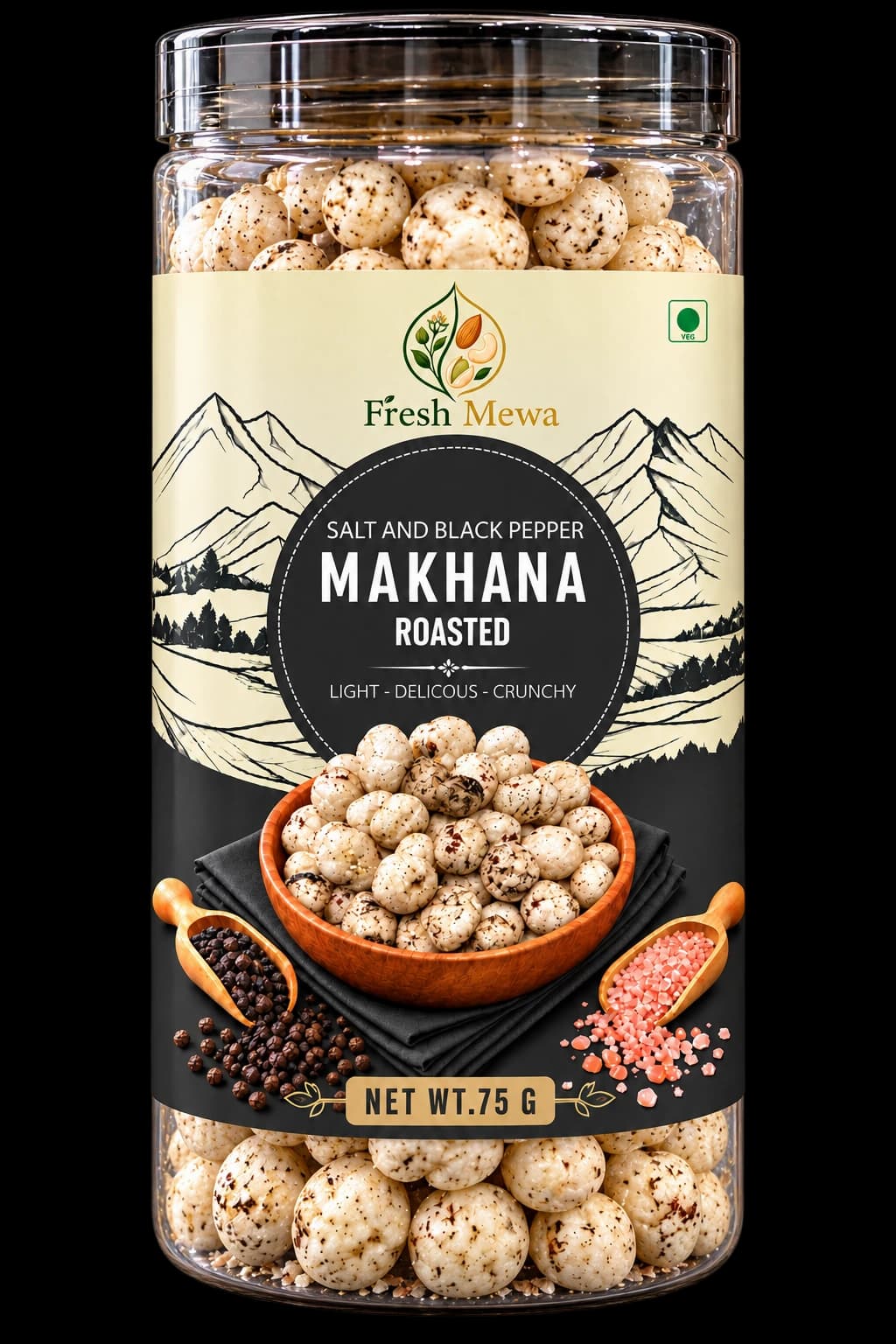 Fresh Mewa Salt & Pepper Makhana jar